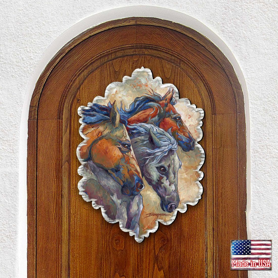 Let Them Run Horse Heads Wall Art by J. Bergsma - Wildlife Holiday Decor - 8591259W-JB