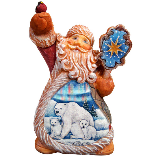 Santa Polar Bear Sculpted Hand-Painted Christmas Figurine by G. DeBrekht - Wildlife Holiday Decor - 661512