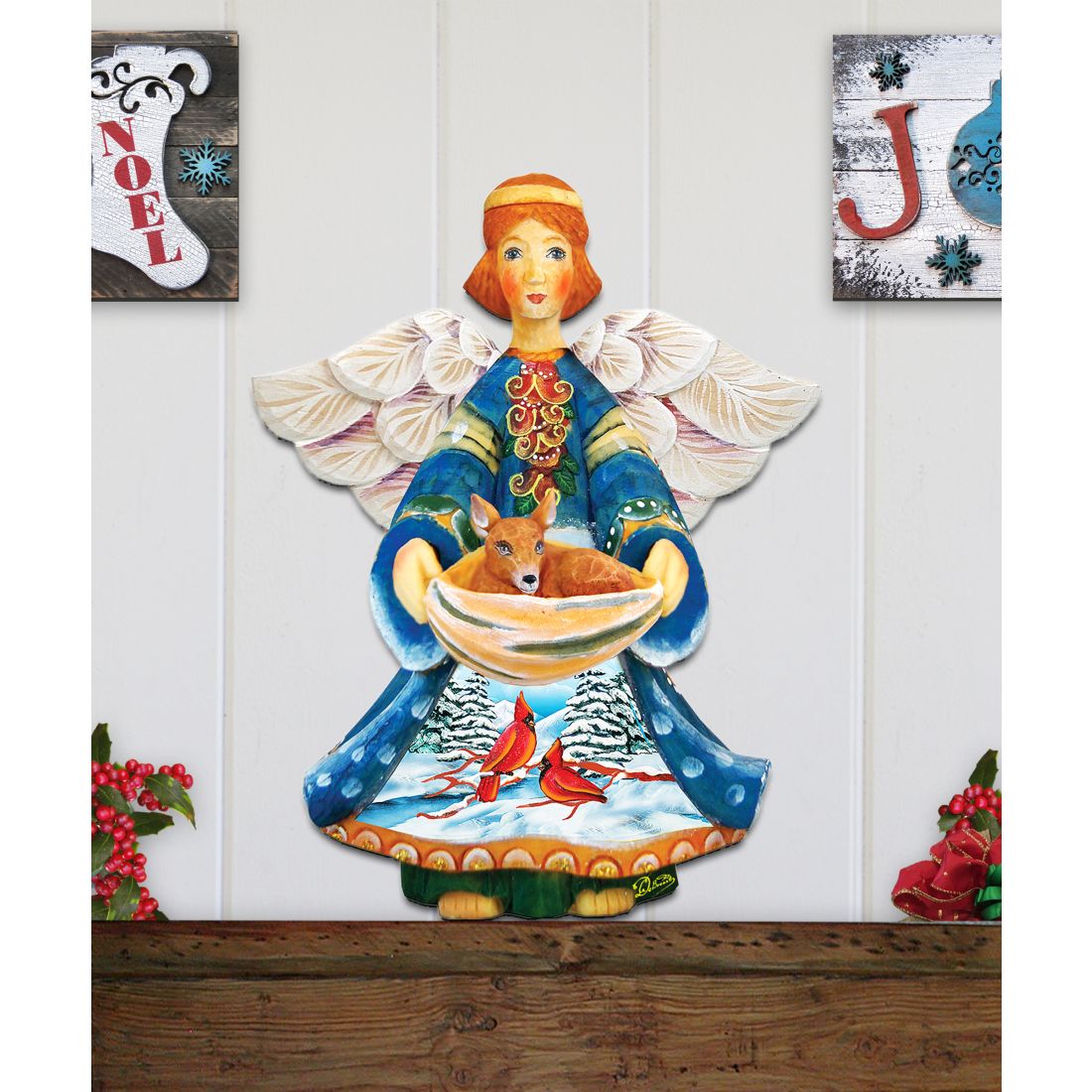 Guardian Angel Deer Nativity Door Decor by G. DeBrekht - Nativity Holiday Decor - 8152510H