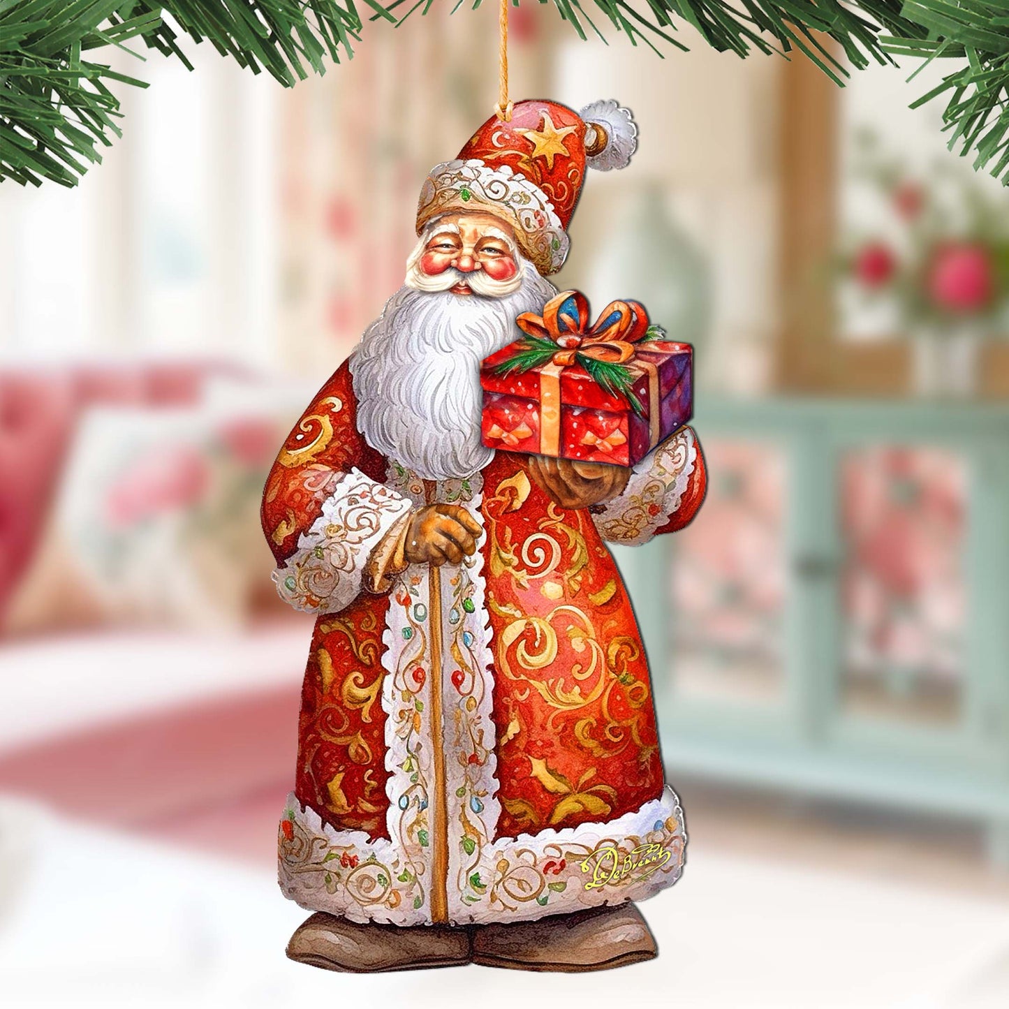 St. Nick's Gift Wooden Ornaments by G. Debrekht - Christmas Santa Snowman Decor - 8691410