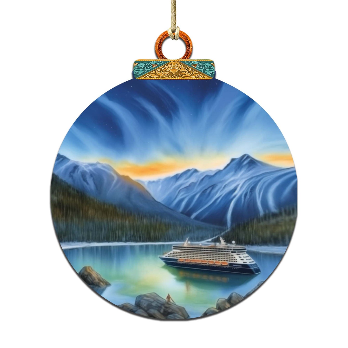 Alaska's Mountain Splendor Wooden Ornaments by G.Debrekht - Wildlife Holiday Decor - 870066