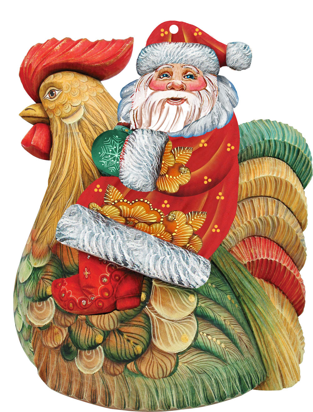 Santa Rooster Christmas Door Decor by G. DeBrekht - Christmas Santa Snowman Decor - 8111340H