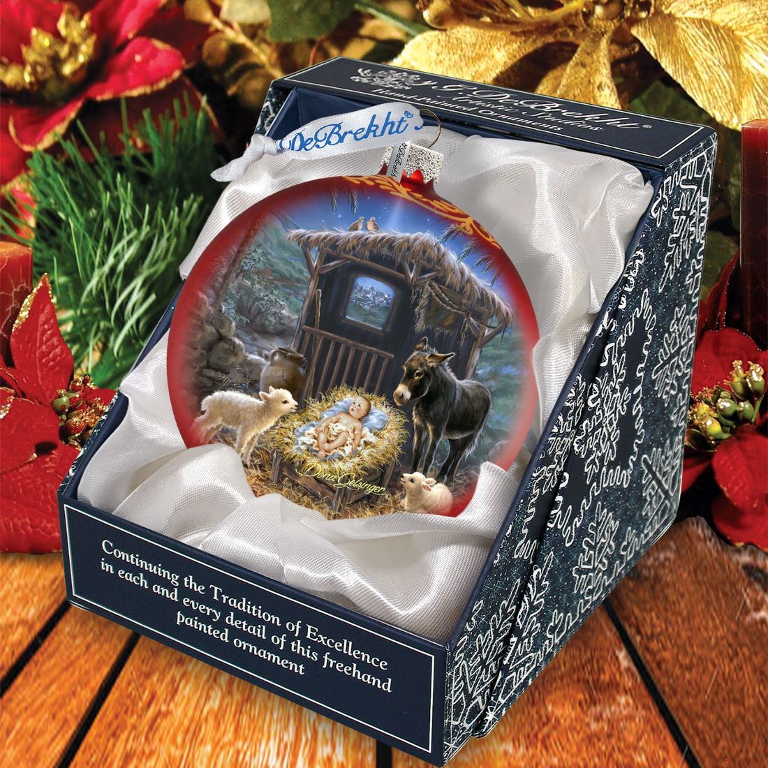 Born in A Stable Glass Ornament by D. Gelsinger - Nativity Holiday Decor - 71157-1726