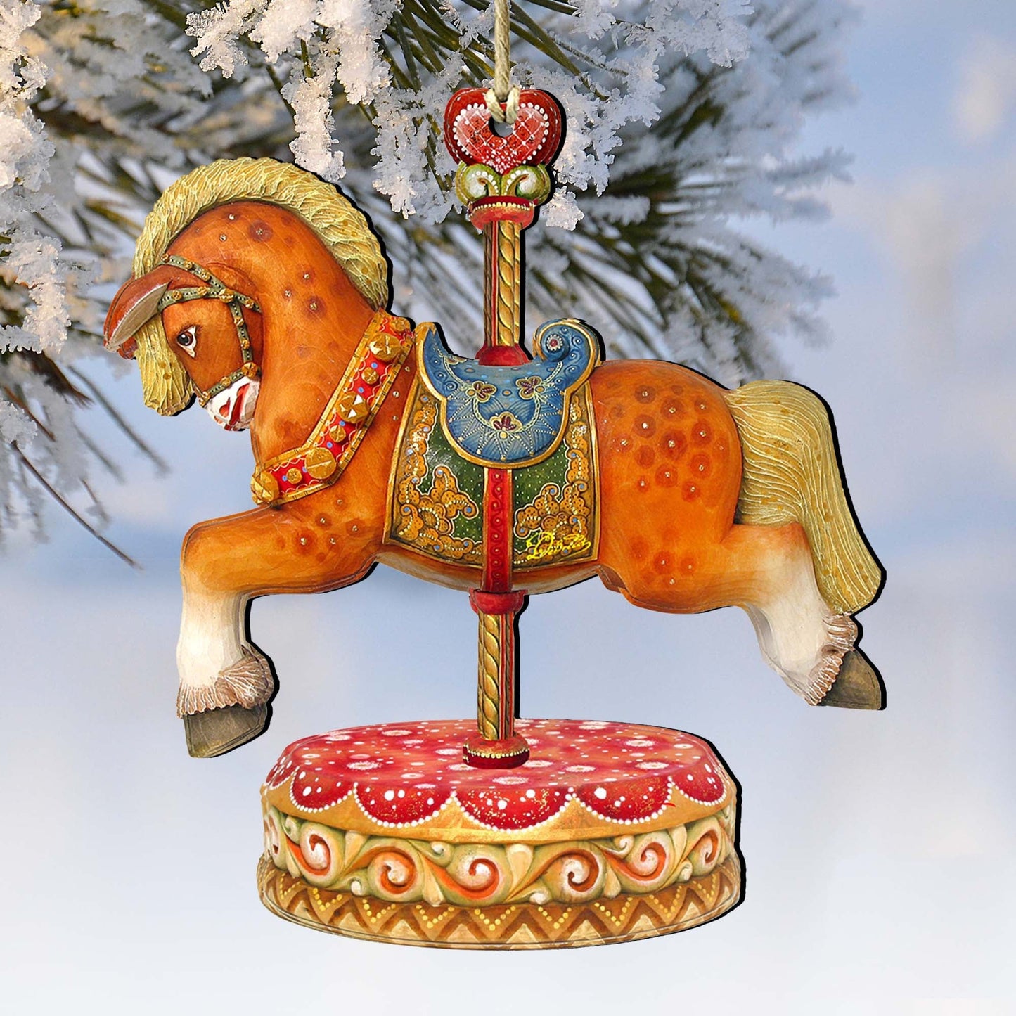 Carousel Horses Wooden Ornaments by G. DeBrekht - Carousel Holiday Decor - 8114041-1