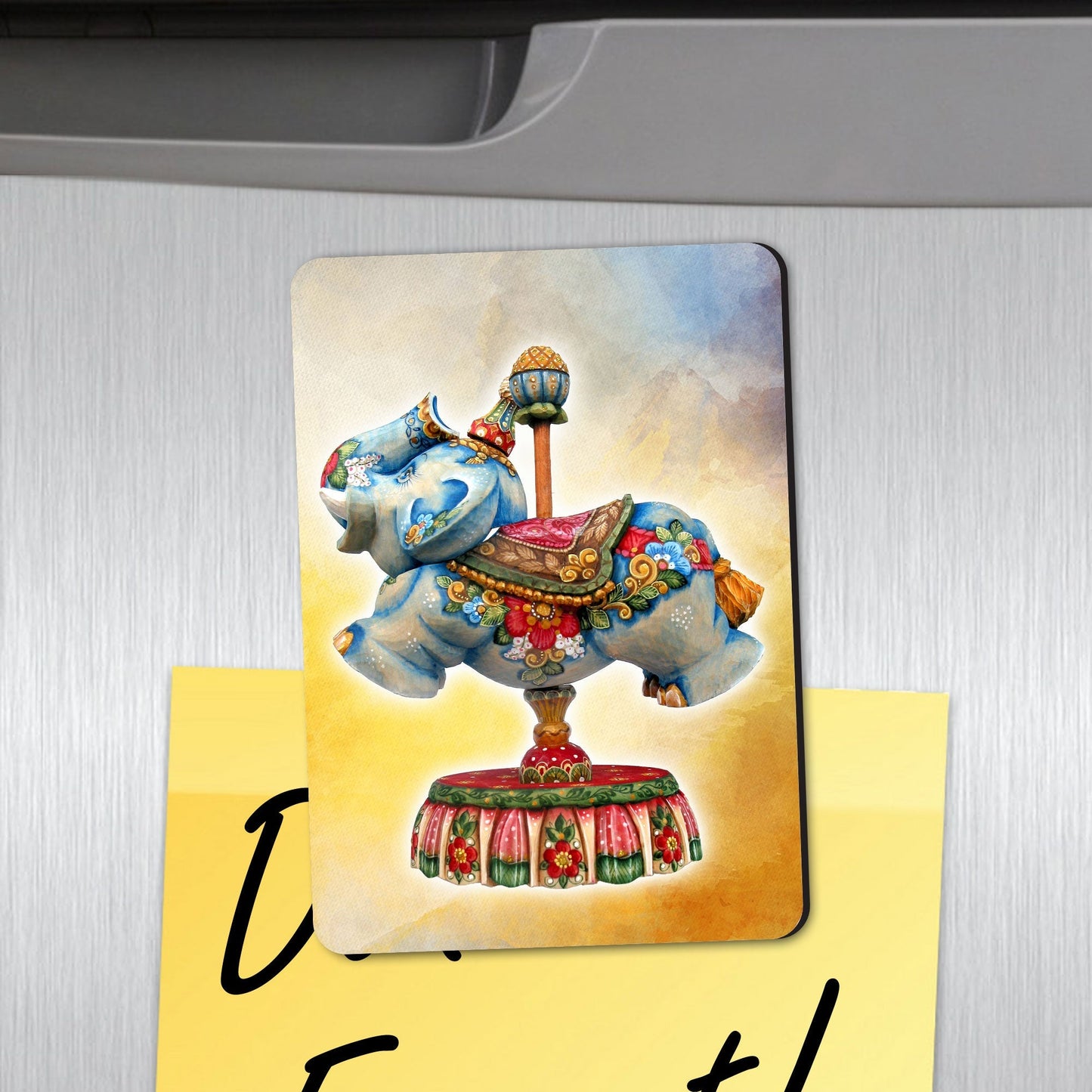 Carousel Elephant Shape Refrigerator Magnets Set of 3