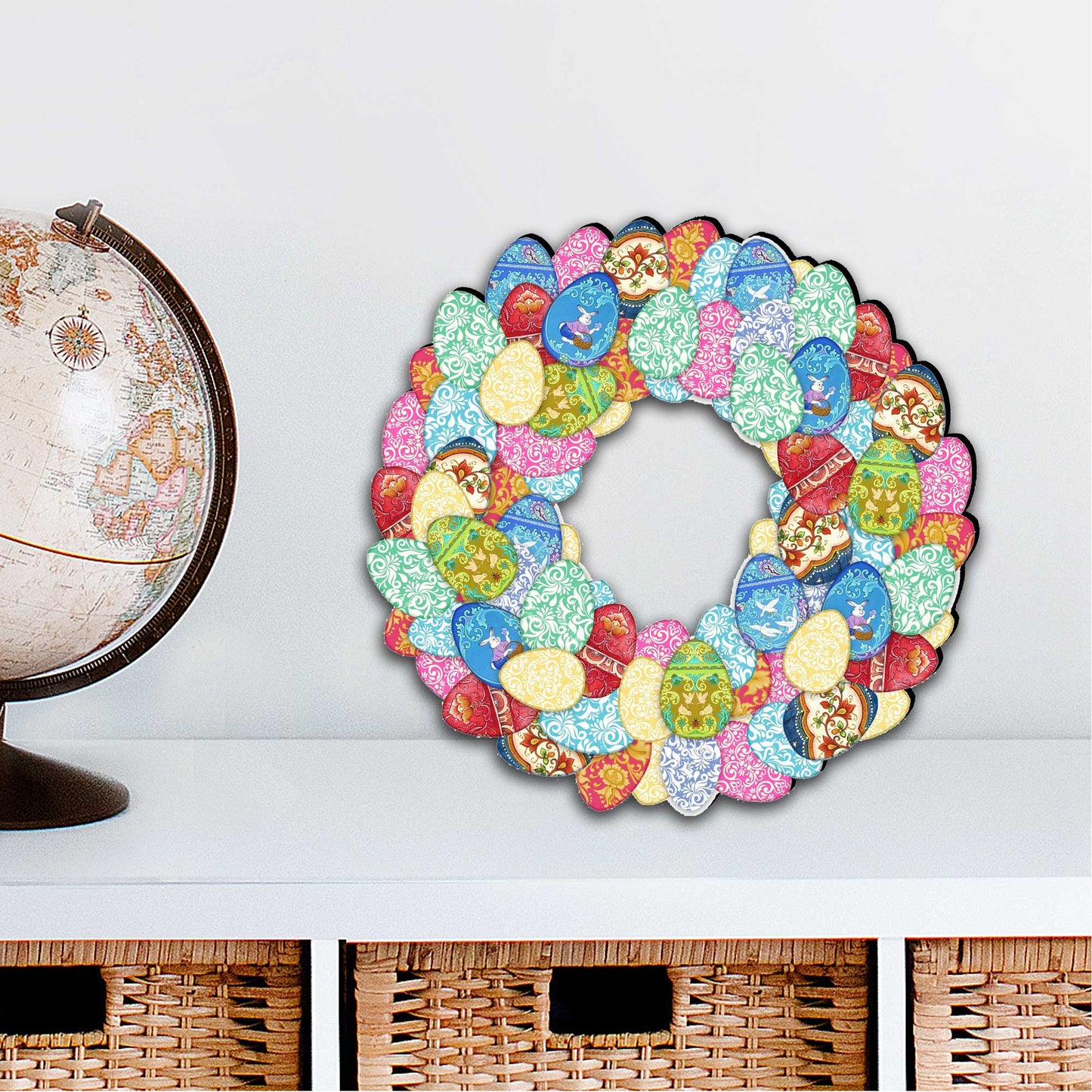 Easter Eggs Holiday Door Wreath by G. DeBrekht - Easter Spring Decor - 8185310H