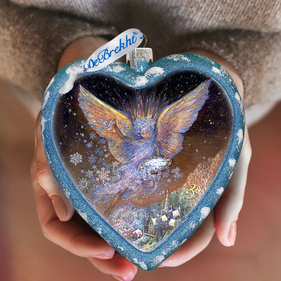 Wings of Love Glass Ornament Limited Edition by Josephine Wall - Nativity Holiday Decor - 738-407-JW