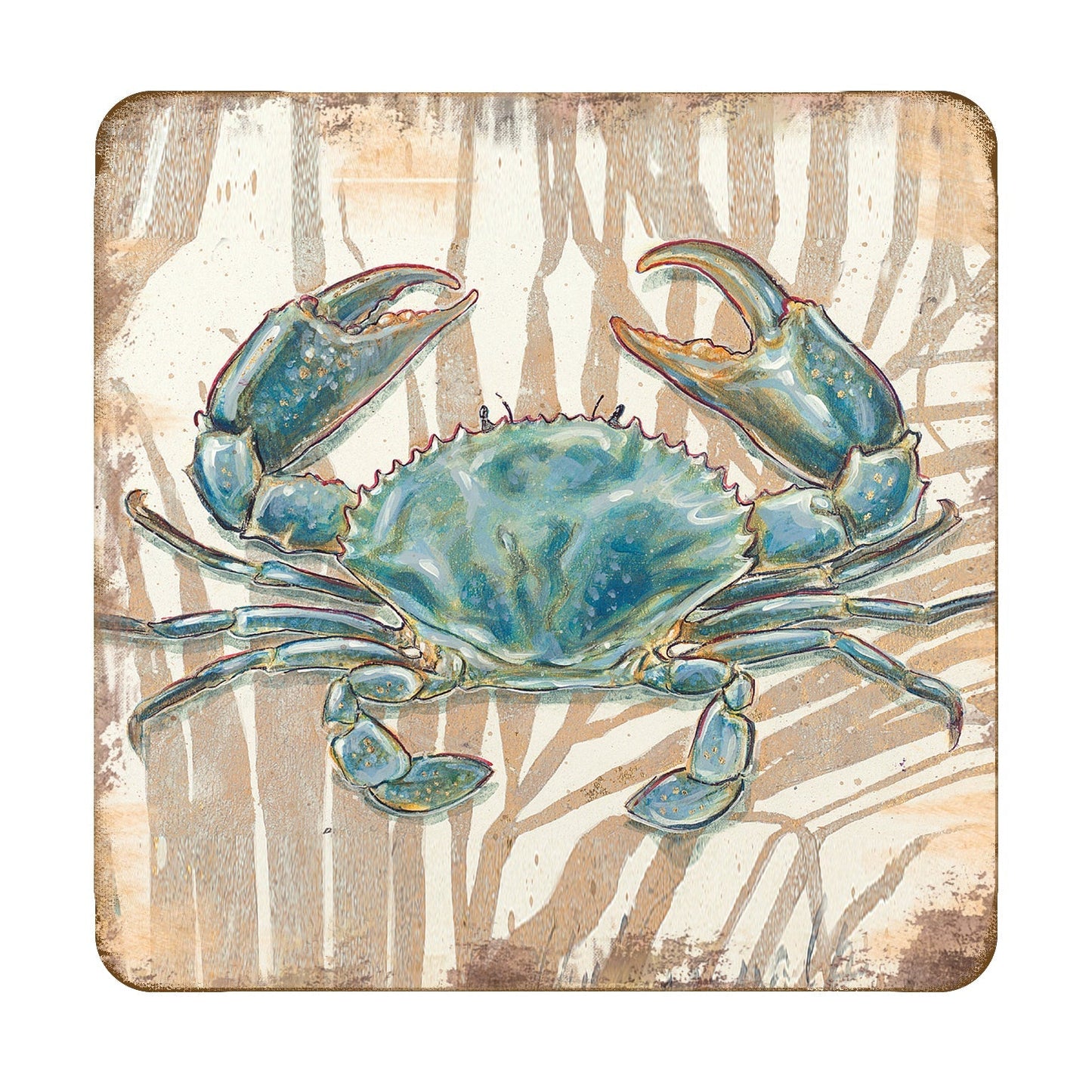 Crab  Wooden Cork Coastal Coasters Gift Set of 4 by Nature Wonders - 95224-2C-S4