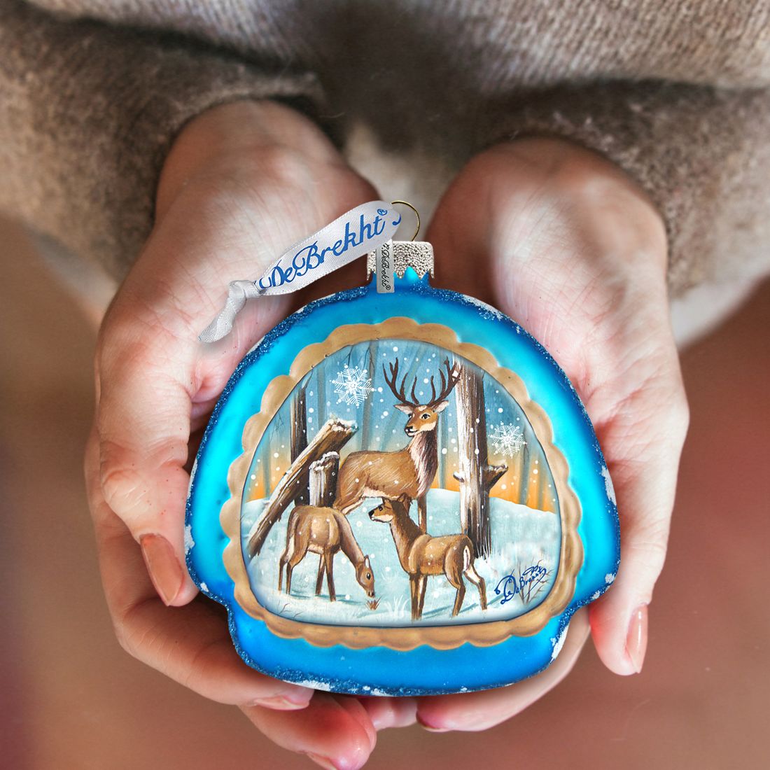 Deer Love Glass Ornament by G. DeBrekht - Wildlife Holiday Decor - 756-011