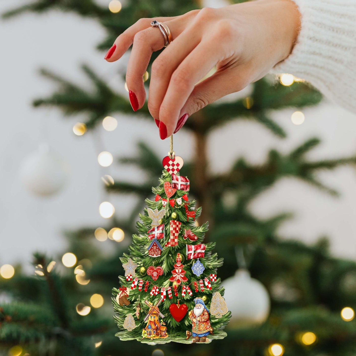 Santas Around the World - Danish Inspired Santa - Wooden Ornaments Set of 3 by G. DeBrekht Christmas Santa Snowman Decor - 8091302S3