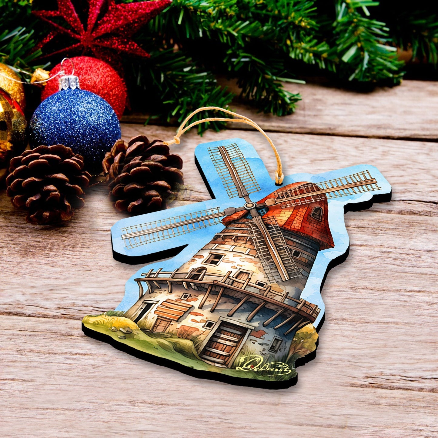 Windmill Decorative Wooden Ornaments by G. Debrekht - Love Family Decor - 8688313