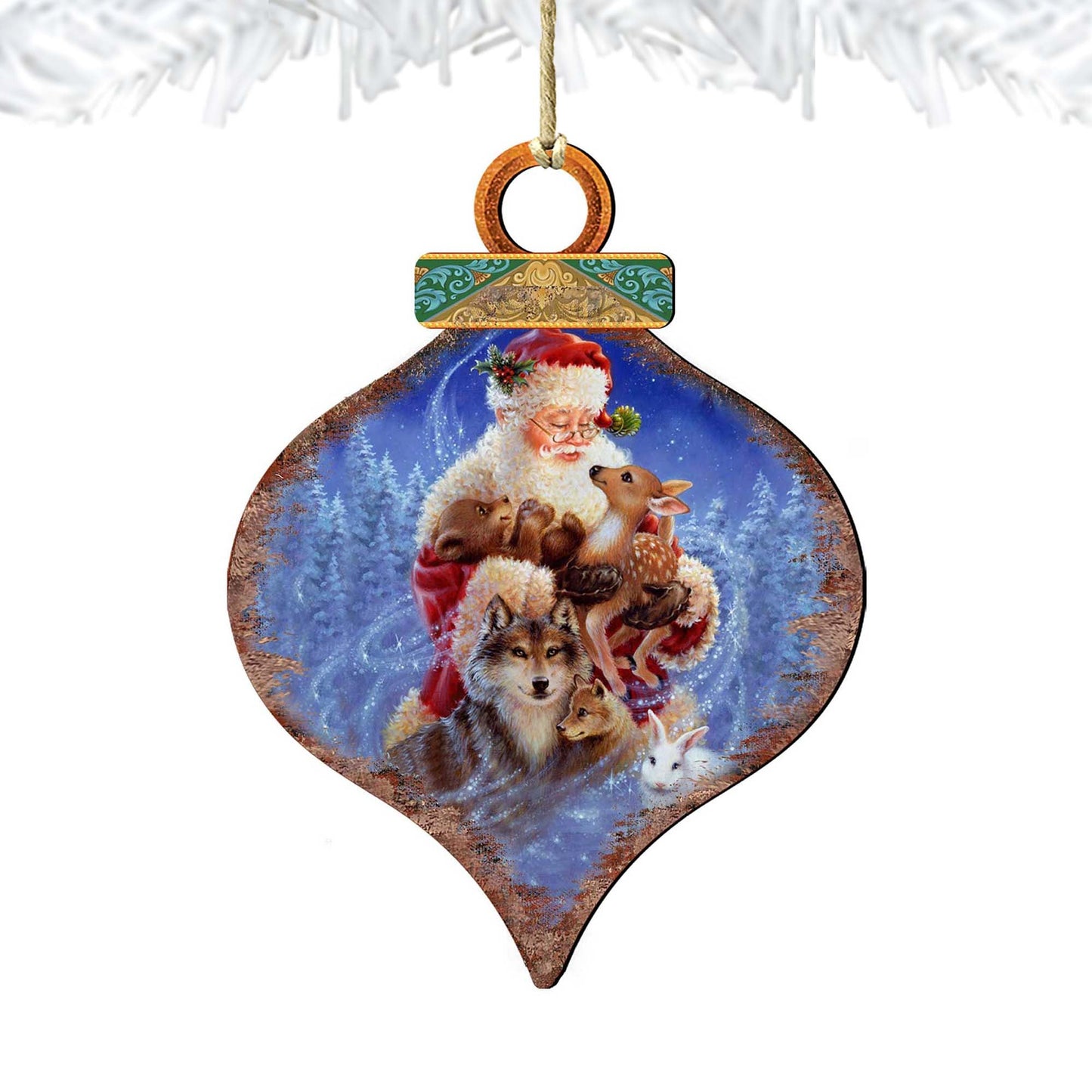 Santa Little Friends Drop Wooden Ornaments by Gelsinger - Christmas Santa Snowman Decor - 8031126-9914