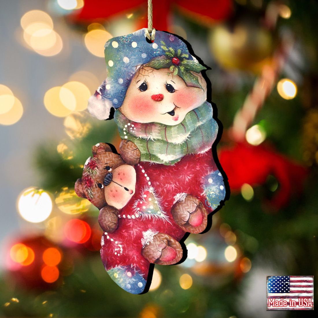 Bearly Hanging on Wooden Ornaments by Jamie Mills-Price - Christmas Decor - 8457501