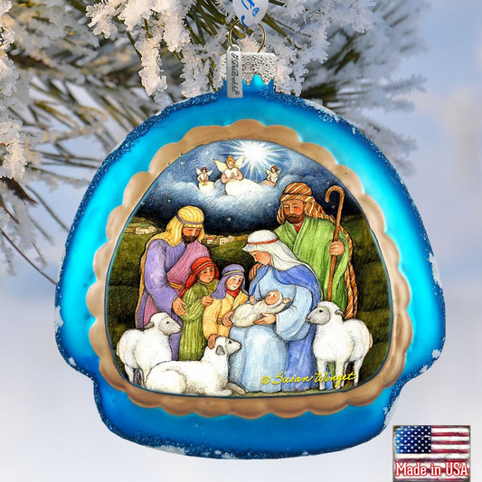 Holy Night Glass Ornament by Susan Winget - Nativity Holiday Decor - 756-205-SW