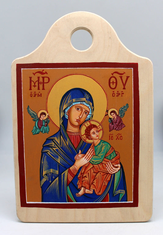Virgin Mary Directress - Original One-of-a-Kind Orthodox Icon Handpainted on Wood 12 x 8" , Signed by G. DeBrekht with Certificate