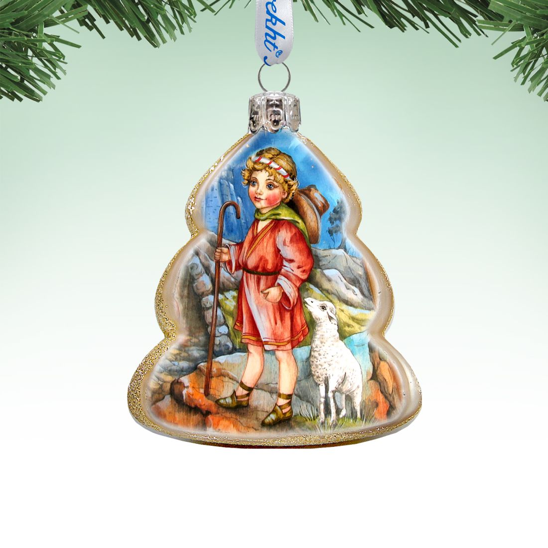 Shepherd Boy Mercury Glass Ornament by G. DeBrekht - Nativity Holiday Decor - 773034