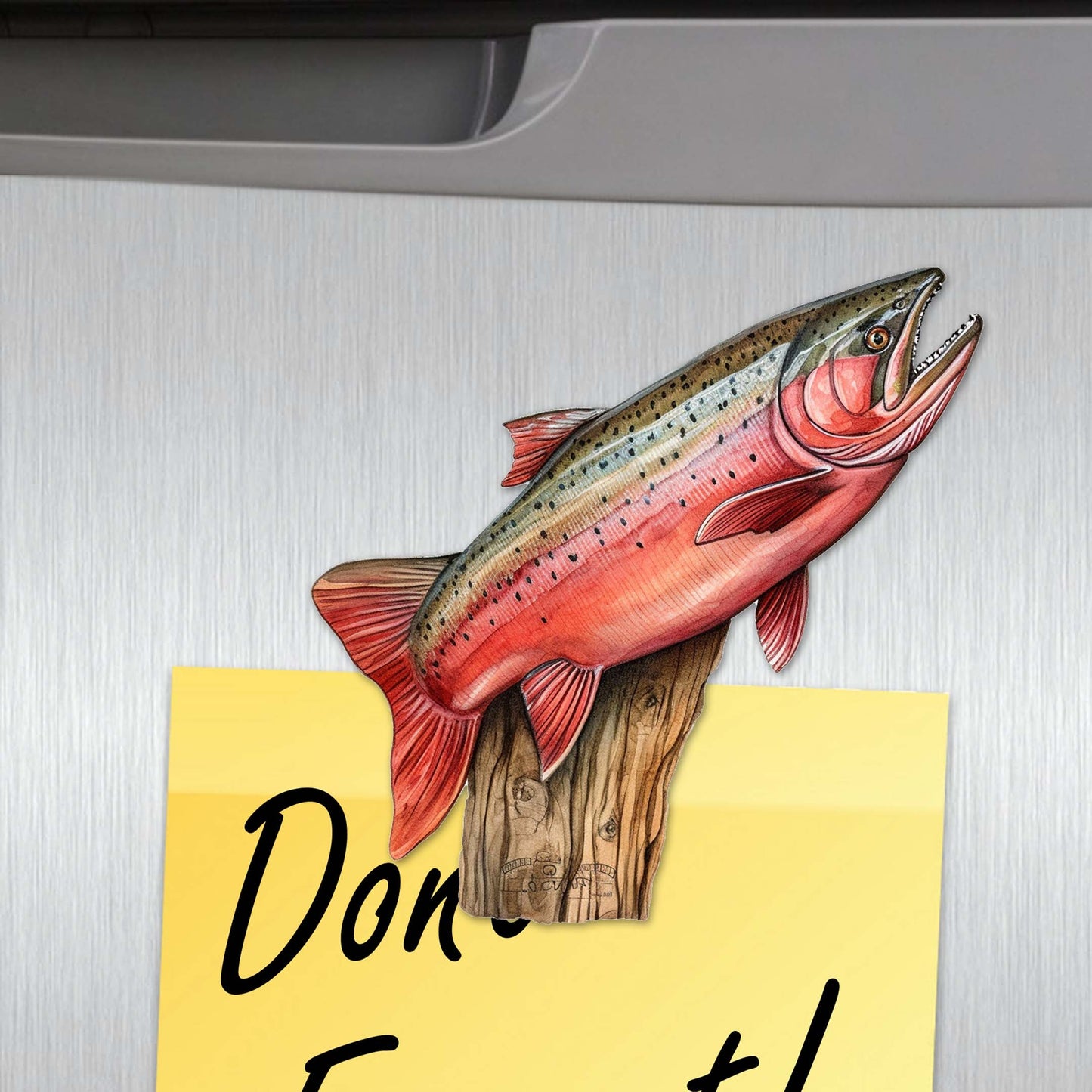 Wild Salmon Tales Decorative Wooden Magnets Set of 6 by G. Debrekht - Wildlife Coastal Decor - 8090109G-S6