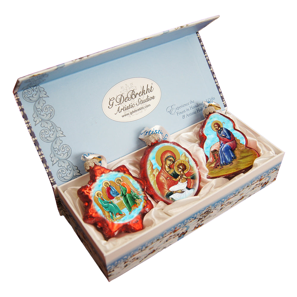 Nativity Mercury Glass Ornaments Set of 3 by G. DeBrekht - Nativity Holiday Decor - 770101S3