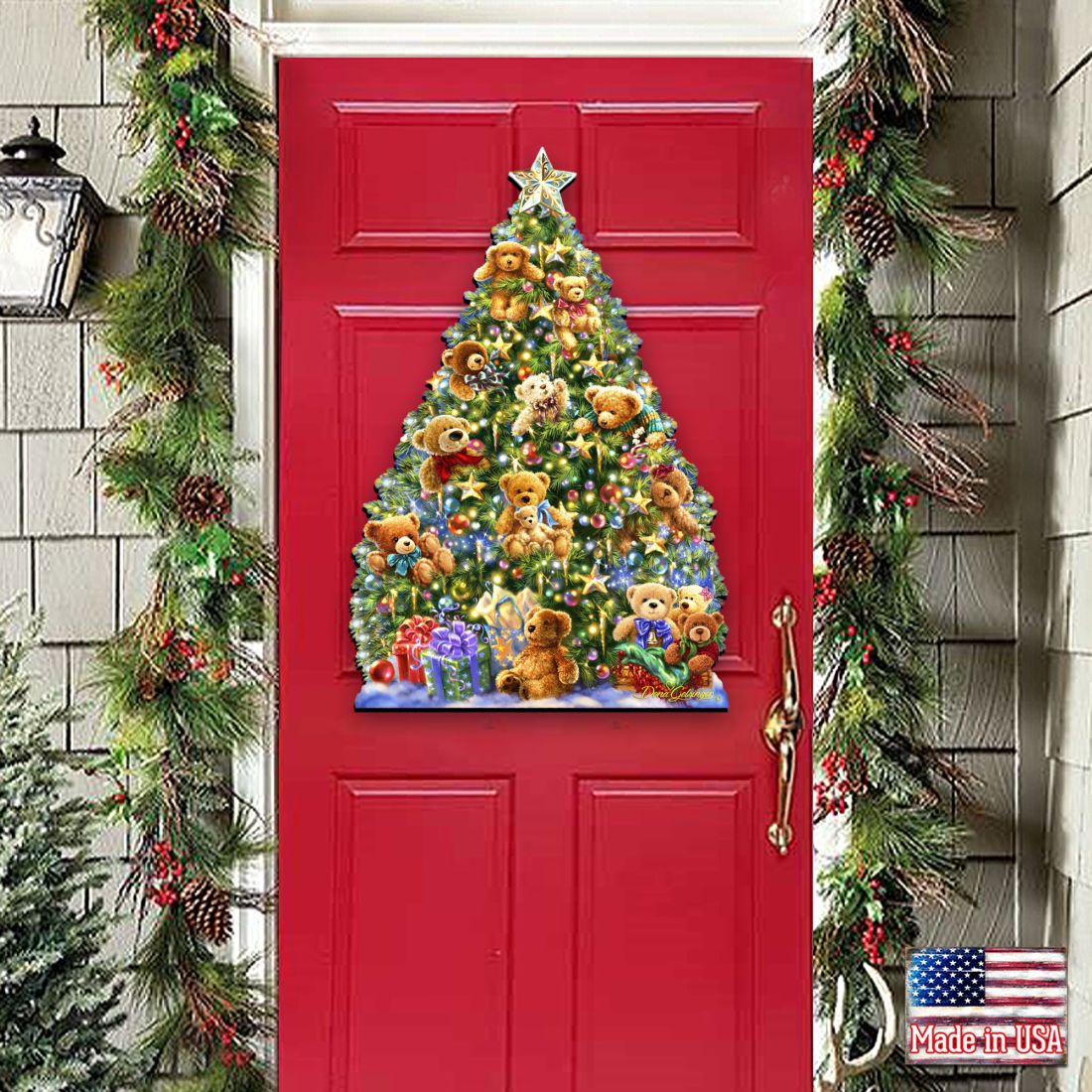 Teddy Bear Tree Holiday Door Decor by D. Gelsinger - Christmas Decor - 8461019H-1101