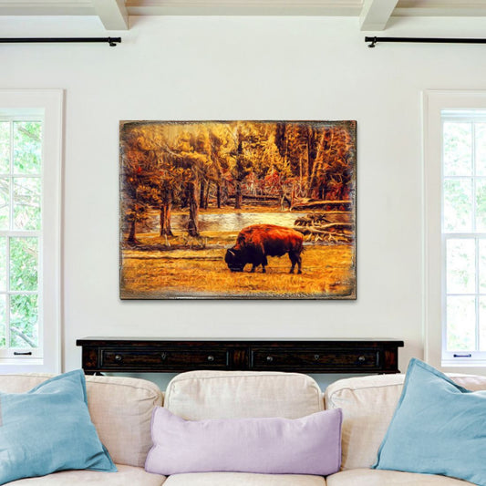 Bison Art Wooden Wall Art by Nature Wonders - Nature Wildlife Decor  - 95293B