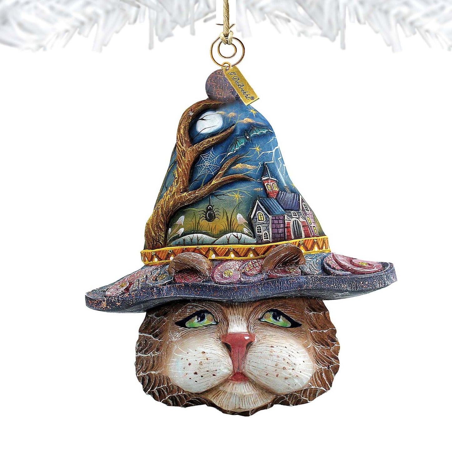 Halloween Eve Cat Wooden Ornaments by G. DeBrekht - Thanksgiving Halloween Decor - 8161039