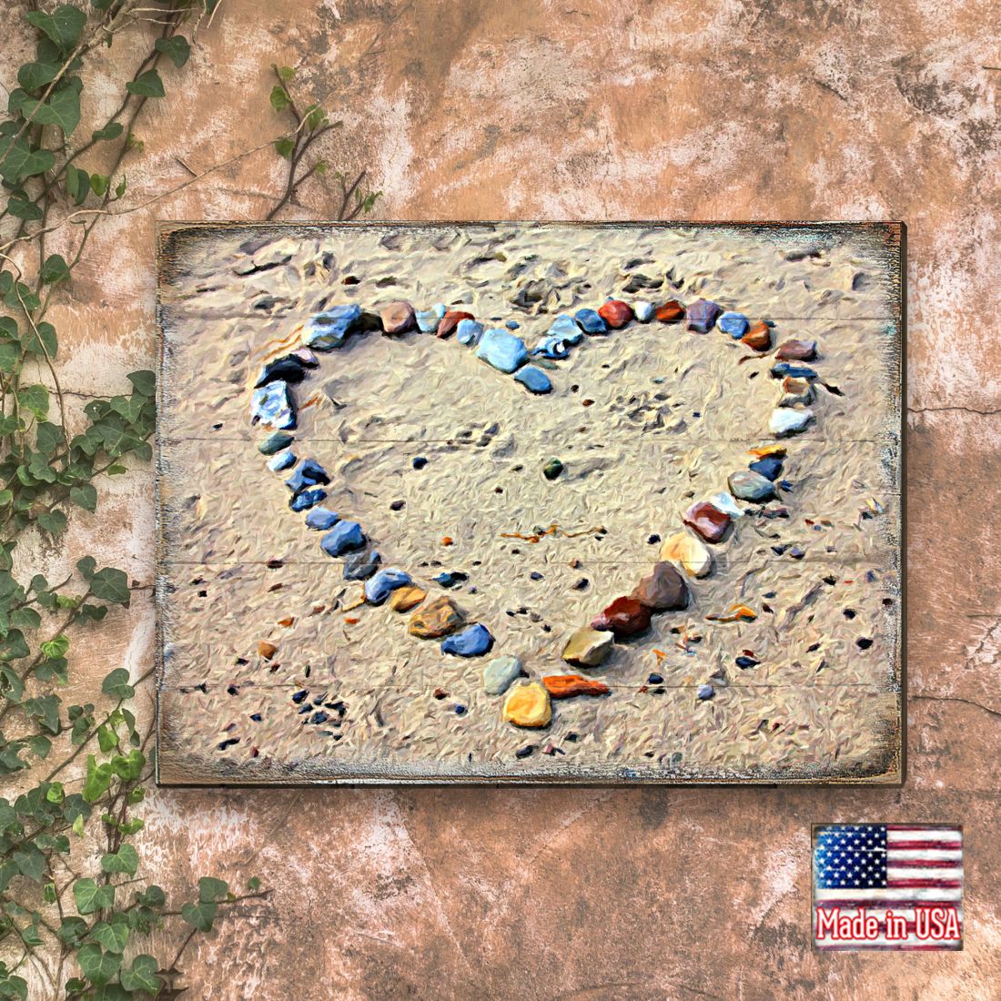 Sperber Heart Wooden Coastal Wall Art by Nature Wonders - Coastal Sea-Life Decor - 95254B