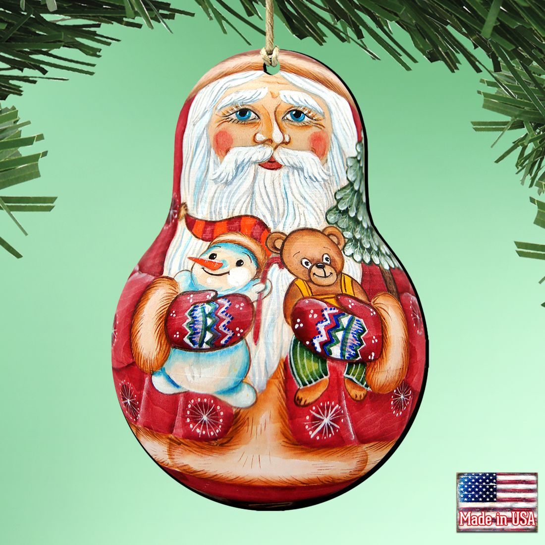 Santa Doll Christmas Wooden Ornaments by G. DeBrekht - Christmas Santa Snowman Decor - 8115011