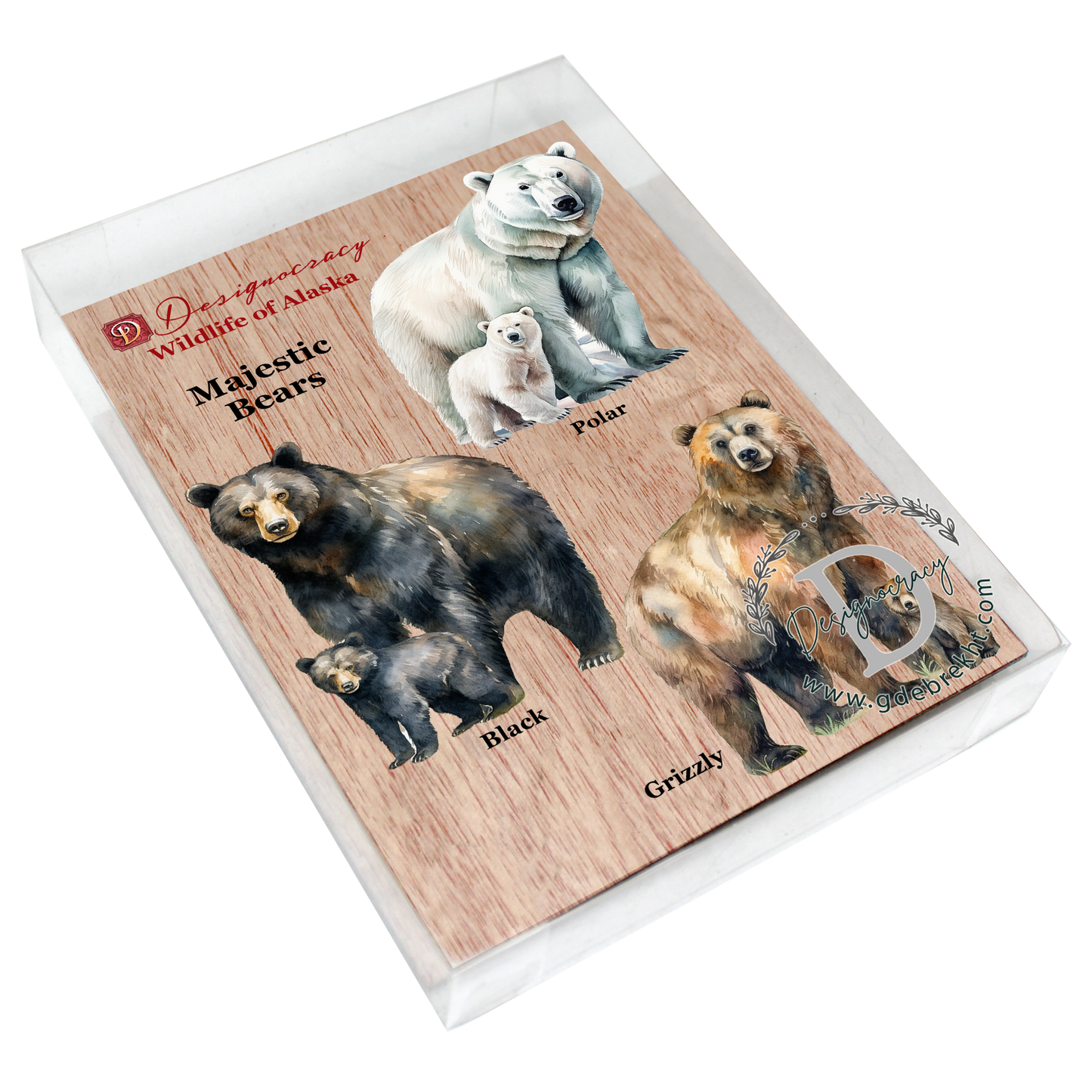 Alaskan Bears Wooden Ornaments Set of 3 by G. Debrekht - Wildlife Holiday Decor - 8091320S3