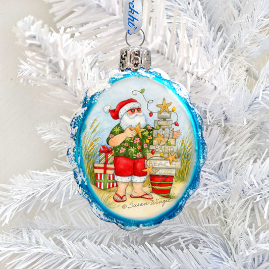 Santa with Christmas Tree Mercury Glass Ornaments by Susan Winget - Christmas Decor - 776039-SW