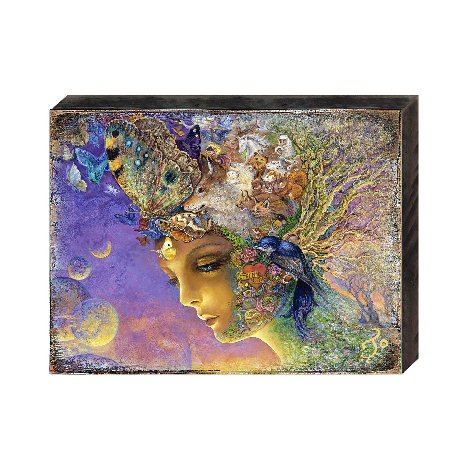 Eternal Love Fantasy Wooden Wall Art by Josephine Wall - Fantasy Decor - 852115-JW