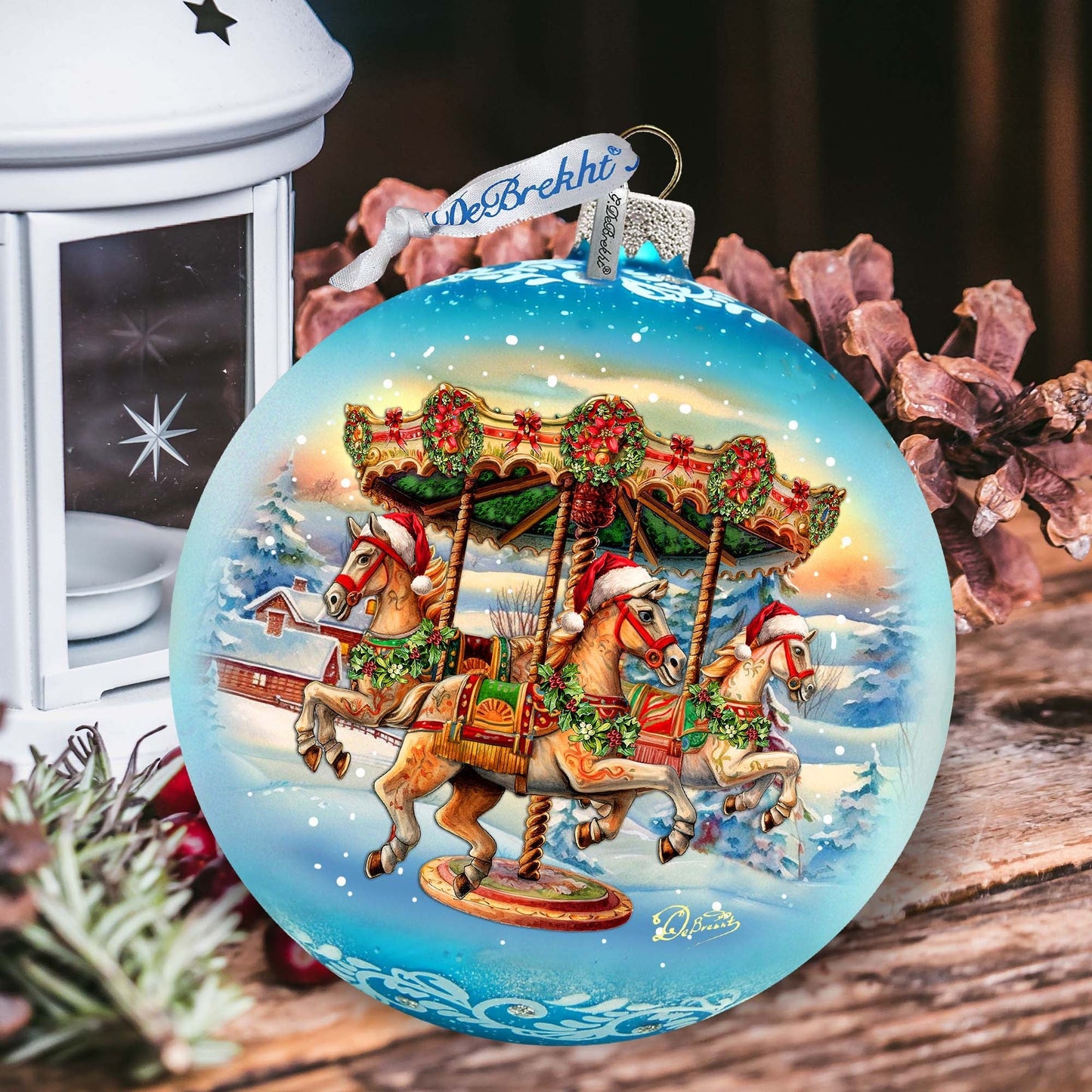 Winter Carousel Lg Glass Ornament by G.Debrekht - Christmas Holiday Decor - 73950