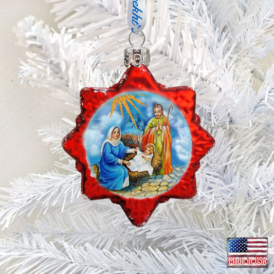 Nativity Snowflake Mercury Glass Ornament by G. DeBrekht - Nativity Holiday Decor - 772018
