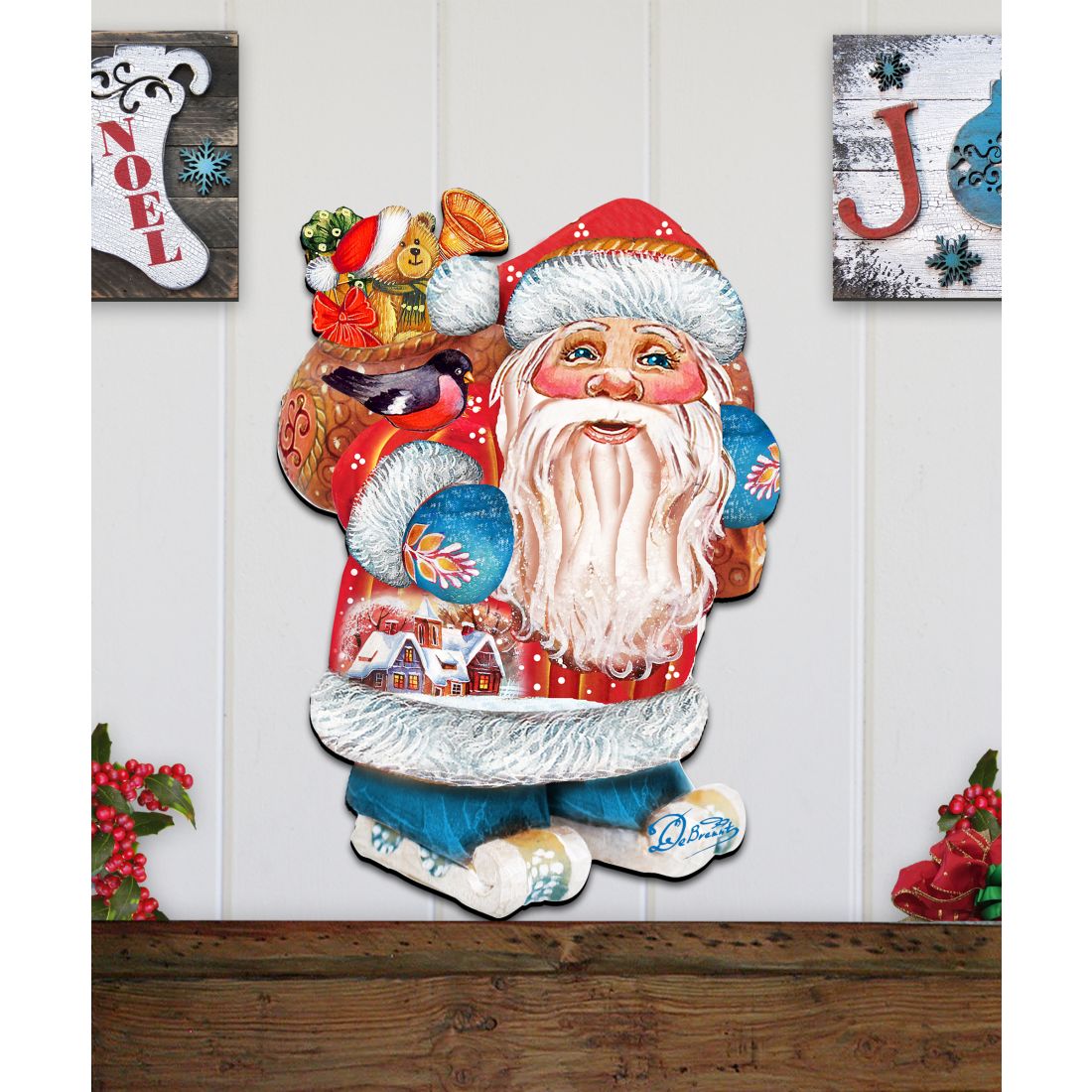 Coming to Town Santa Christmas Door Decor by G. DeBrekht - Christmas Santa Snowman Decor - 8117663H