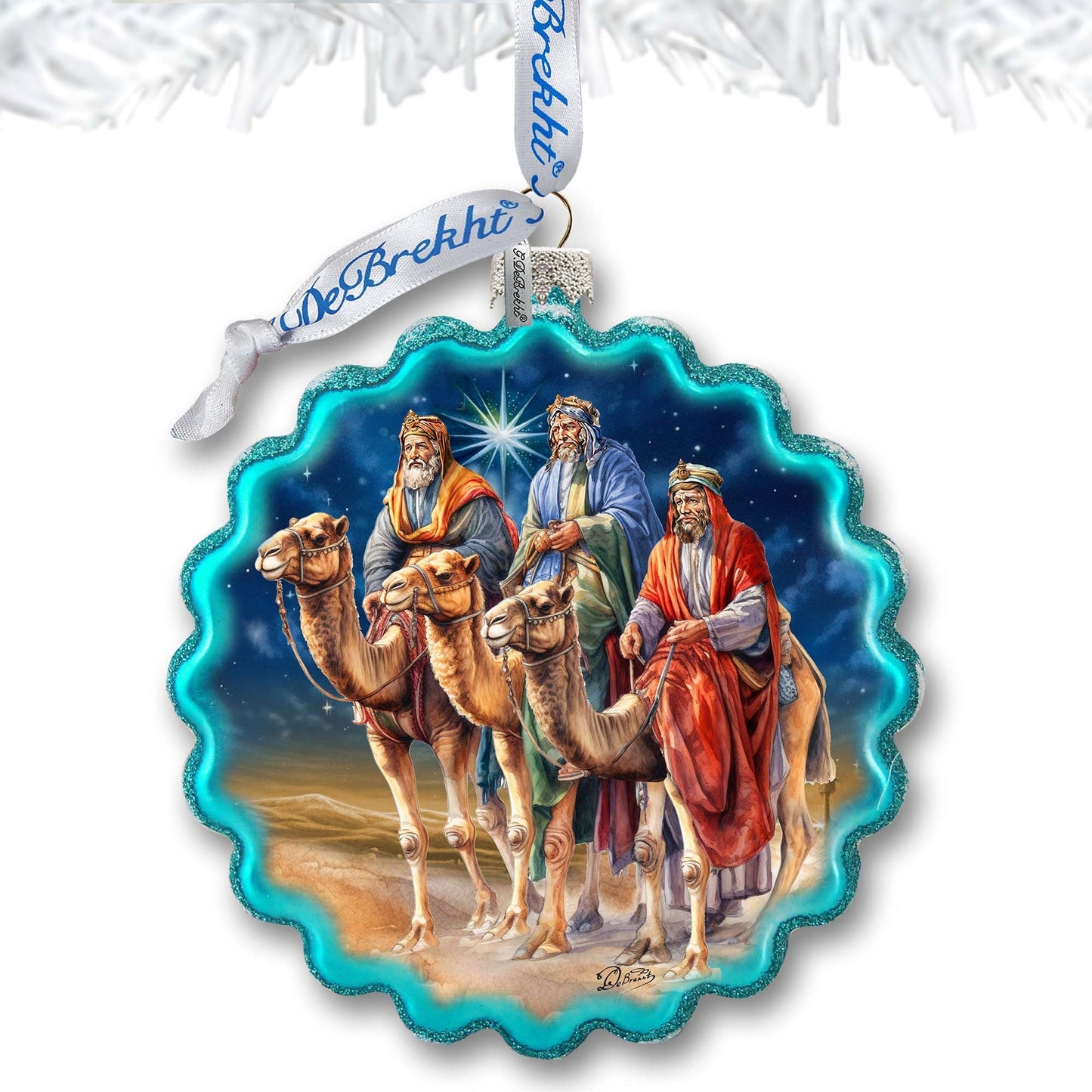 Three Kings Wreath Glass Ornament by G. Debrekht - Nativity Holiday Décor - 759-046
