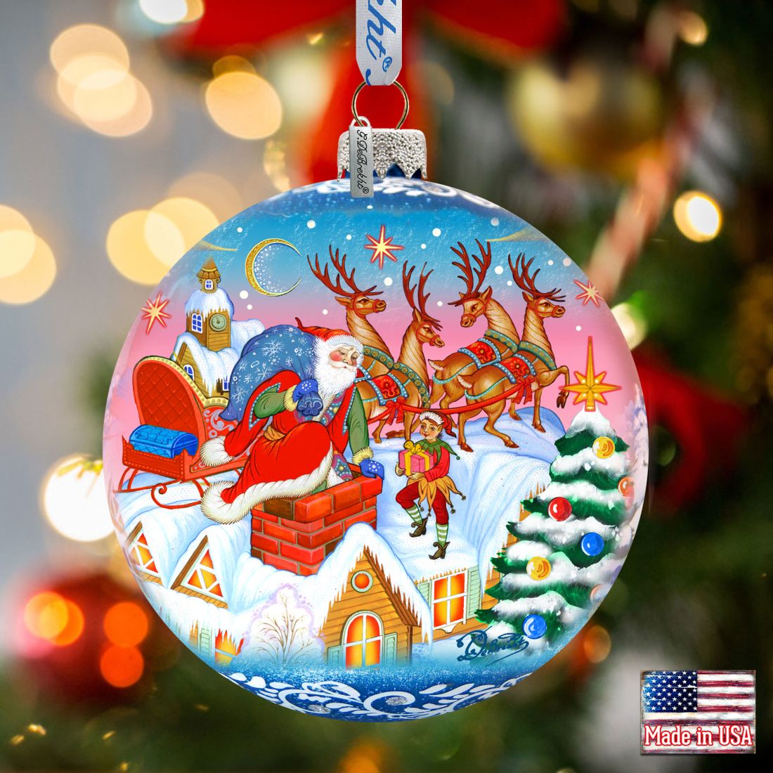 Special Delivery Ball Glass Ornament Limited Edition by G. DeBrekht - Christmas Santa Snowman Decor - 73845