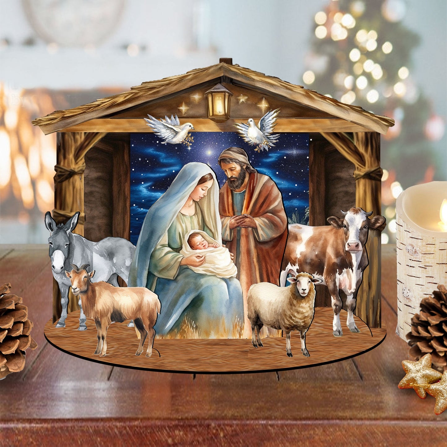 Classic Holy Family Nativity Scene Decorative Village Set by G. Debrekht Nativity Holiday Decor - 852766