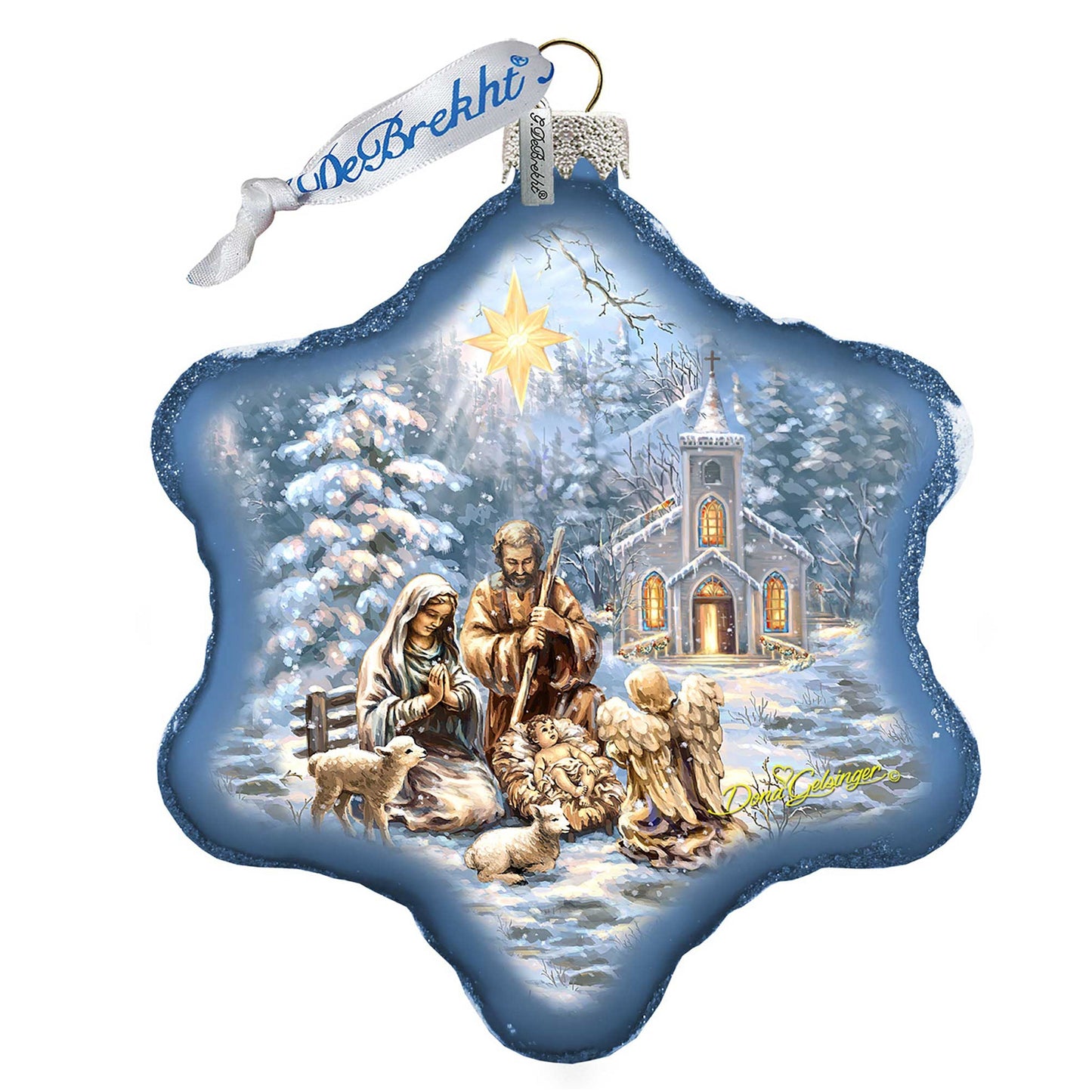 Nativity at the Chapel Glass Ornament by D. Gelsinger - Nativity Holiday Decor - 754-101-DG