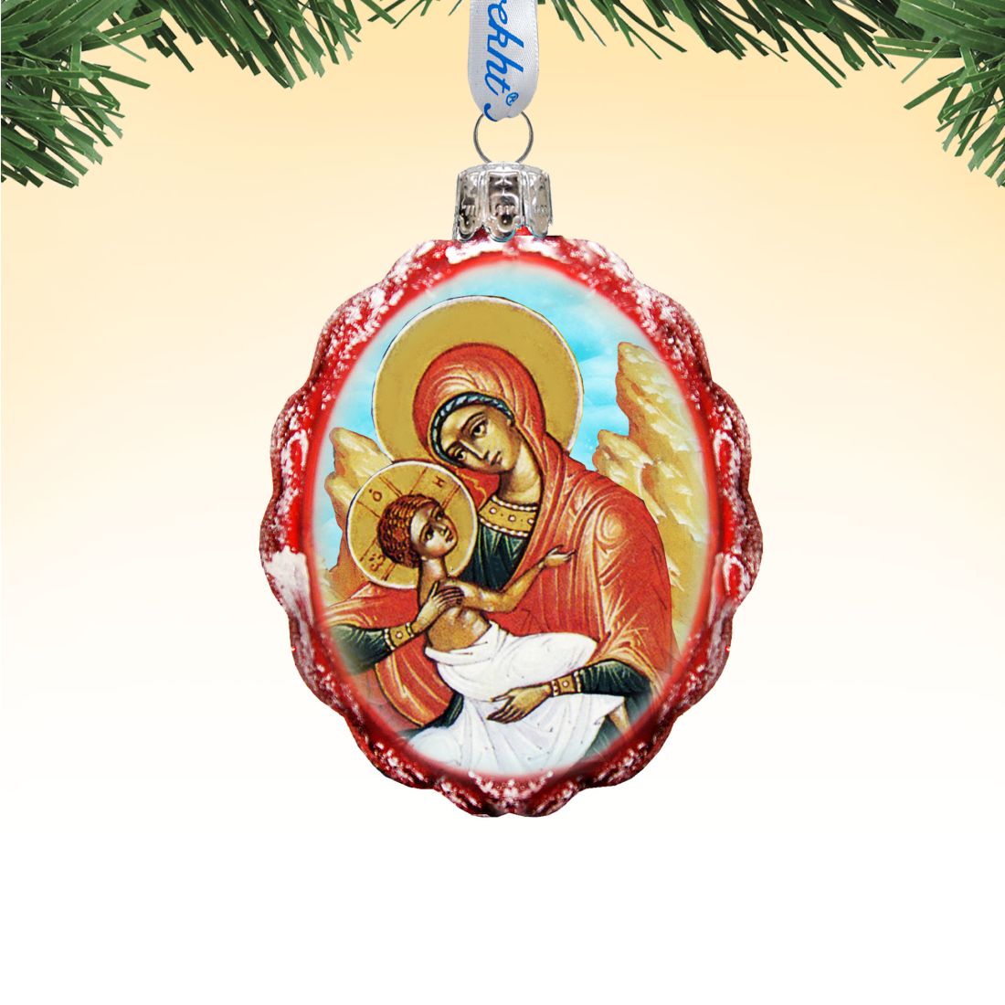 Virgin Mary with Jesus Mercury Glass Ornament by G. DeBrekht - Nativity Holiday Decor - 772013