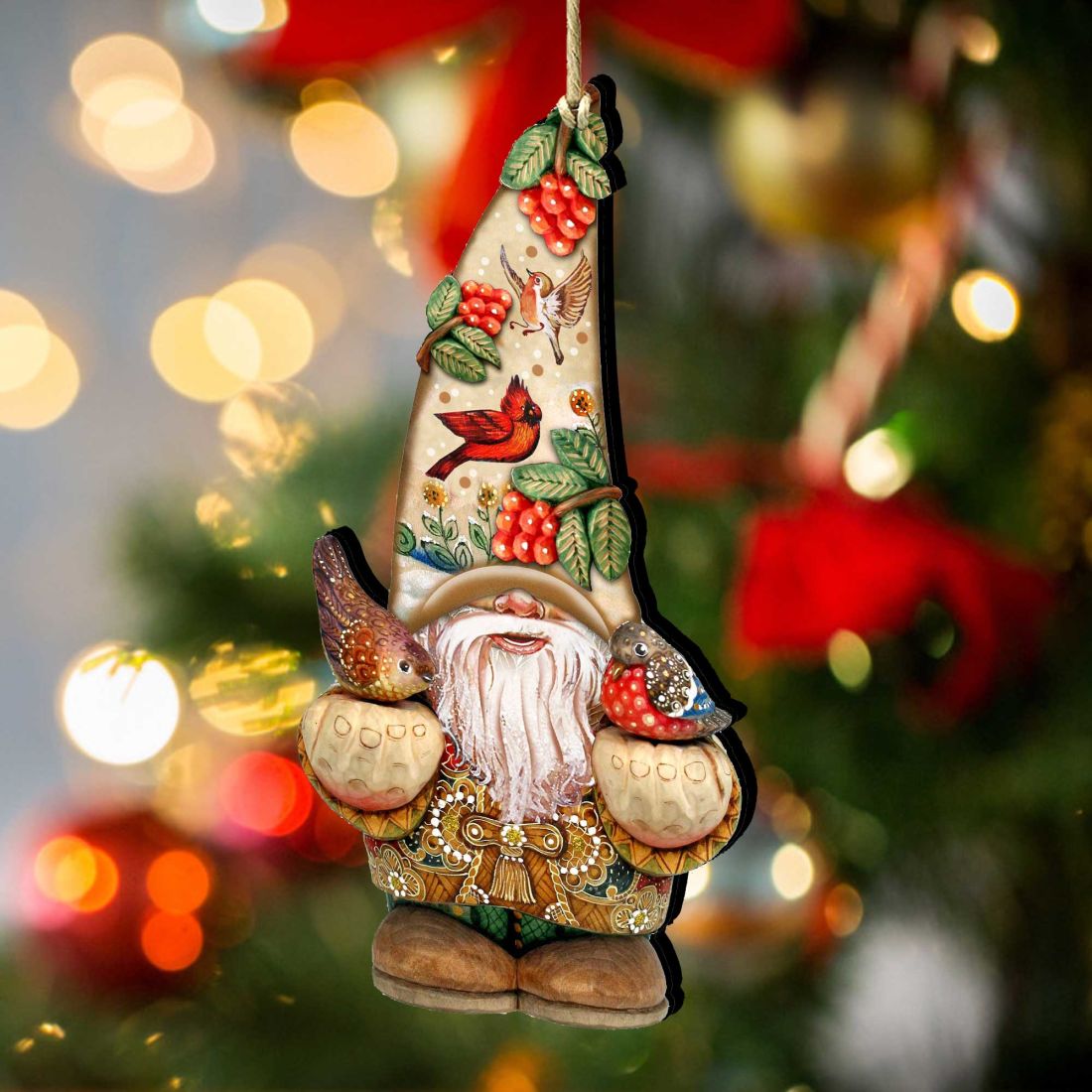 Fall Gnome Dwarf Wooden Ornaments by G. DeBrekht - Thanksgiving Halloween Decor - 8611013