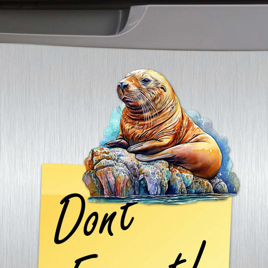 Sea Lions Decorative Wooden Magnets Set of 6 by G. Debrekht - Wildlife Coastal Decor - 8090127G-S6