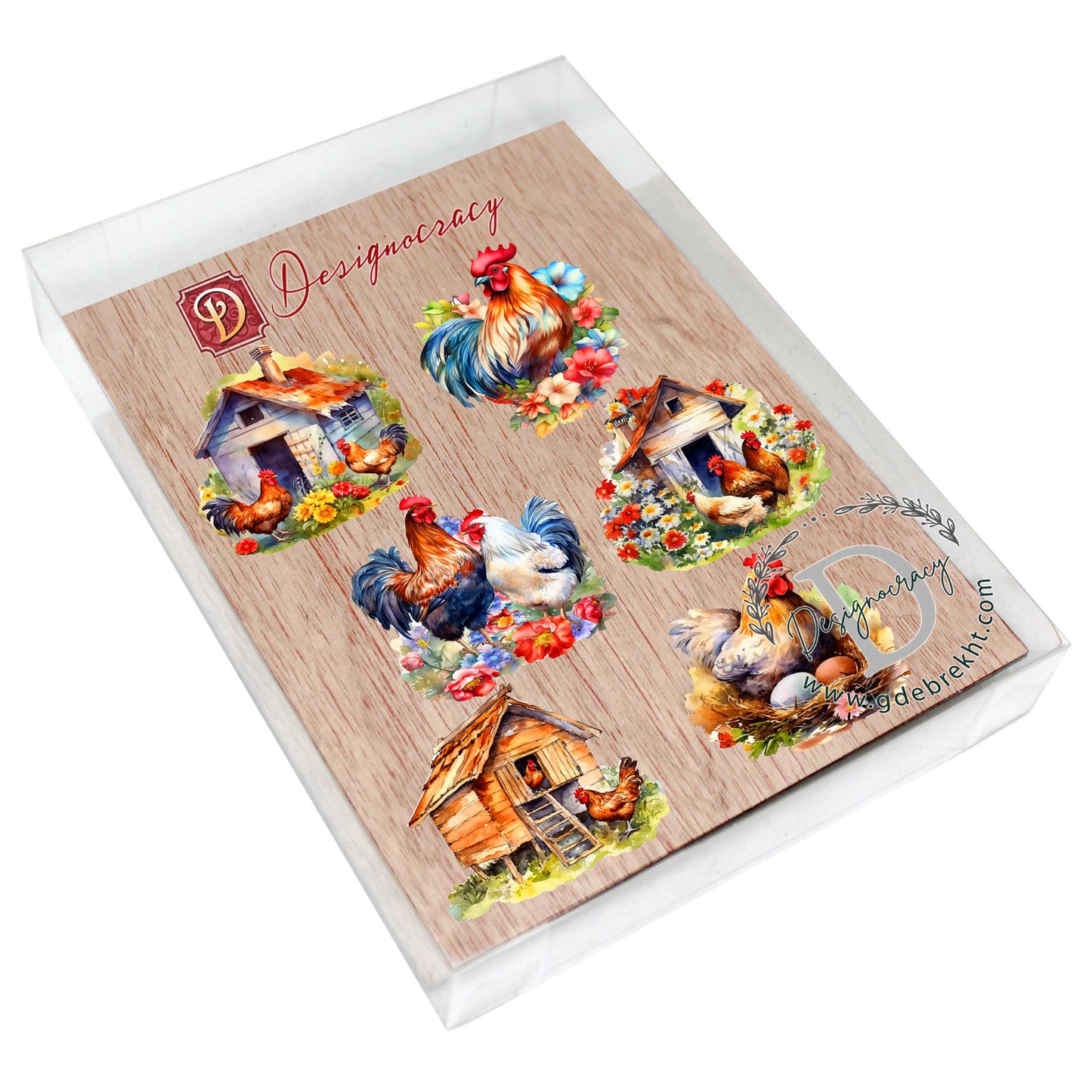 Spring on the Farm Decorative Wooden Magnets Set of 6 by G. Debrekht - Easter Decor - 8090056G-S6