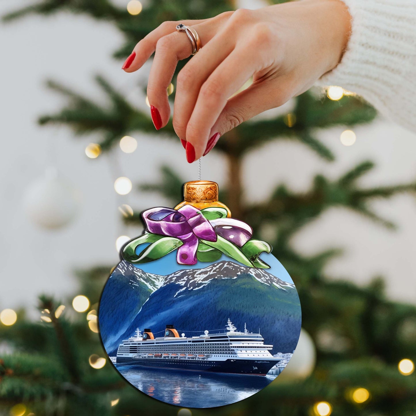 Alaskan Cruise Adventure Wooden Ornaments by G.Debrekht - Wildlife Holiday Decor - 870032