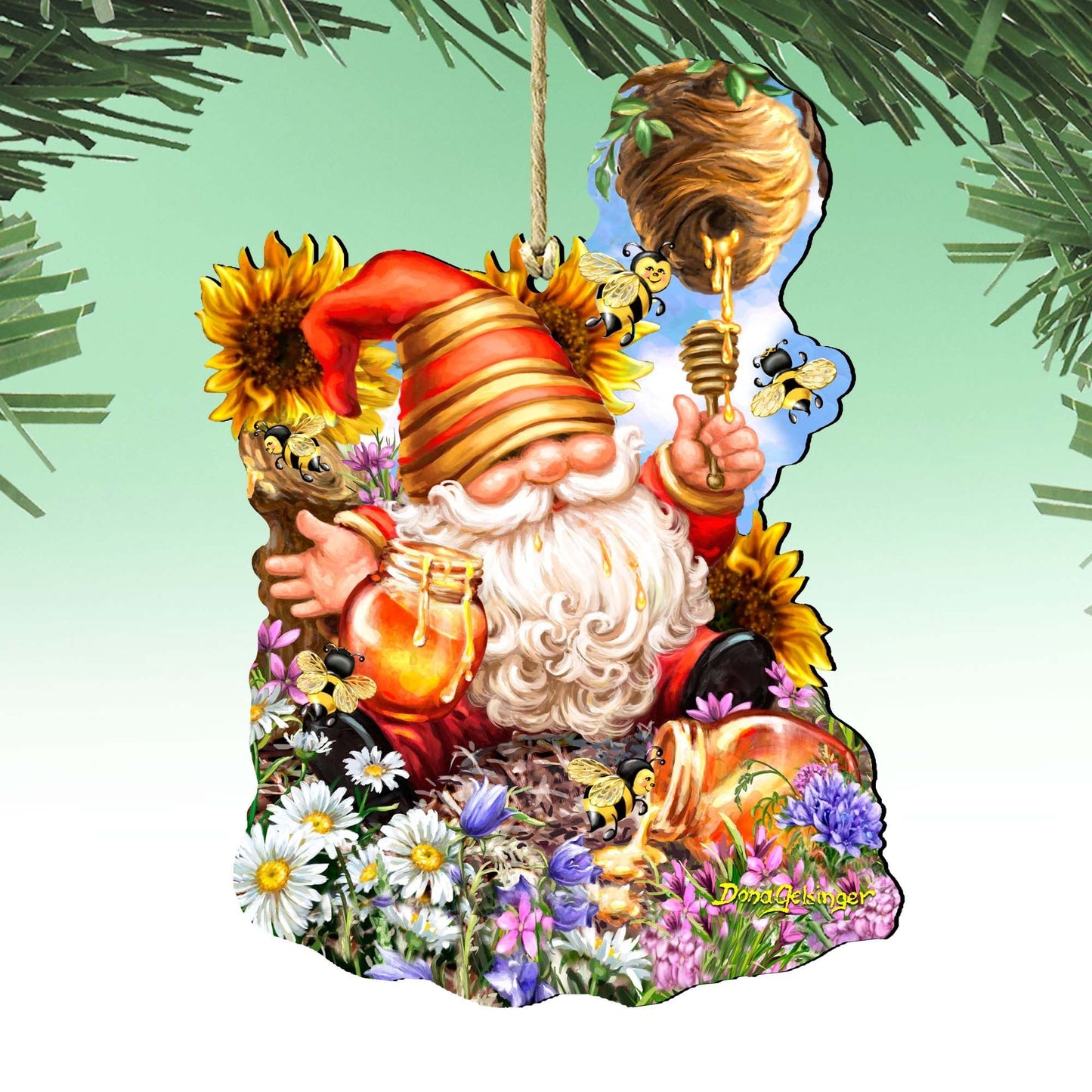 Honeycomb Gnome Dwarf Wooden Ornaments by Gelsinger - Easter Spring Decor - 8461061-DG