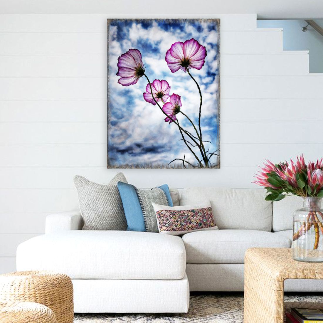 Flowers and Sky Art Wooden Wall Art by Nature Wonders - Nature Wildlife Decor by Jody Bergsma - 95393B