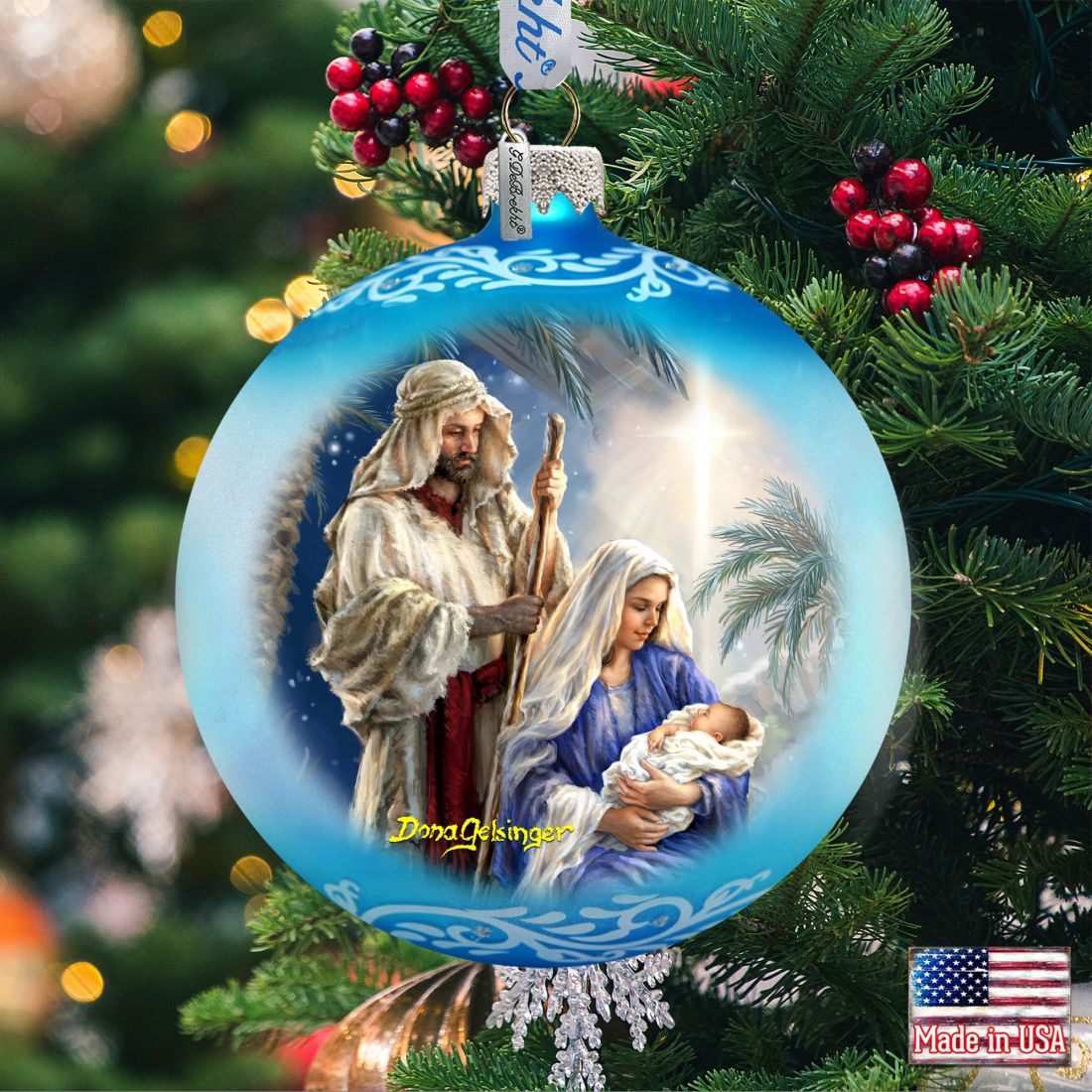 Holy Night Glass Ornament by D. Gelsinger - Nativity Holiday Decor - 71152-1618