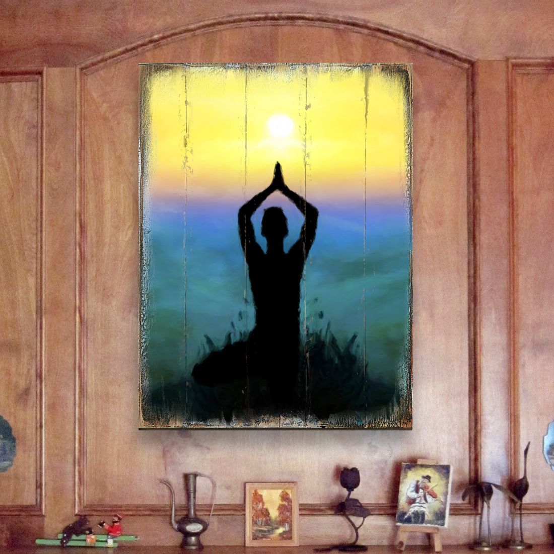 Yoga Art Wooden Wall Art by Nature Wonders - Nature Health Decor - 98435B