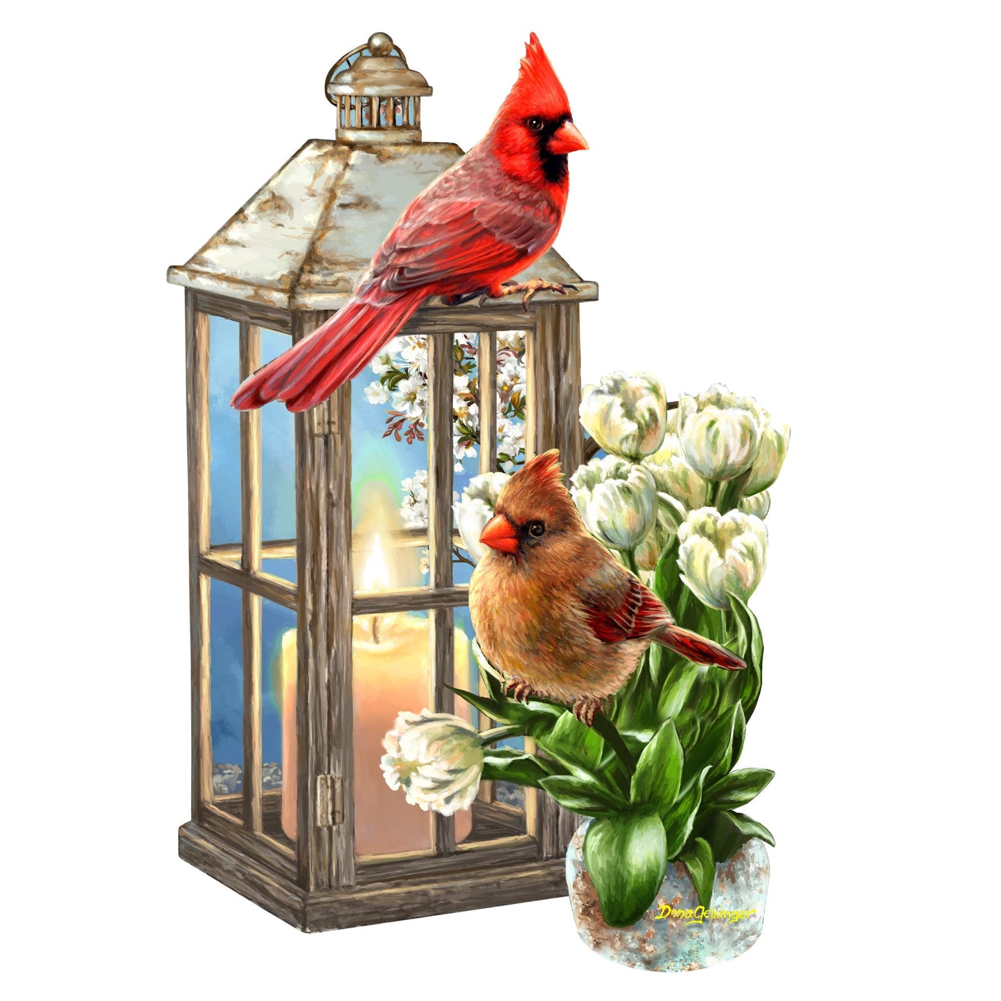 Lantern Cardinals Holiday Door Decor by D. Gelsinger - Christmas Decor - 8461057H-DG