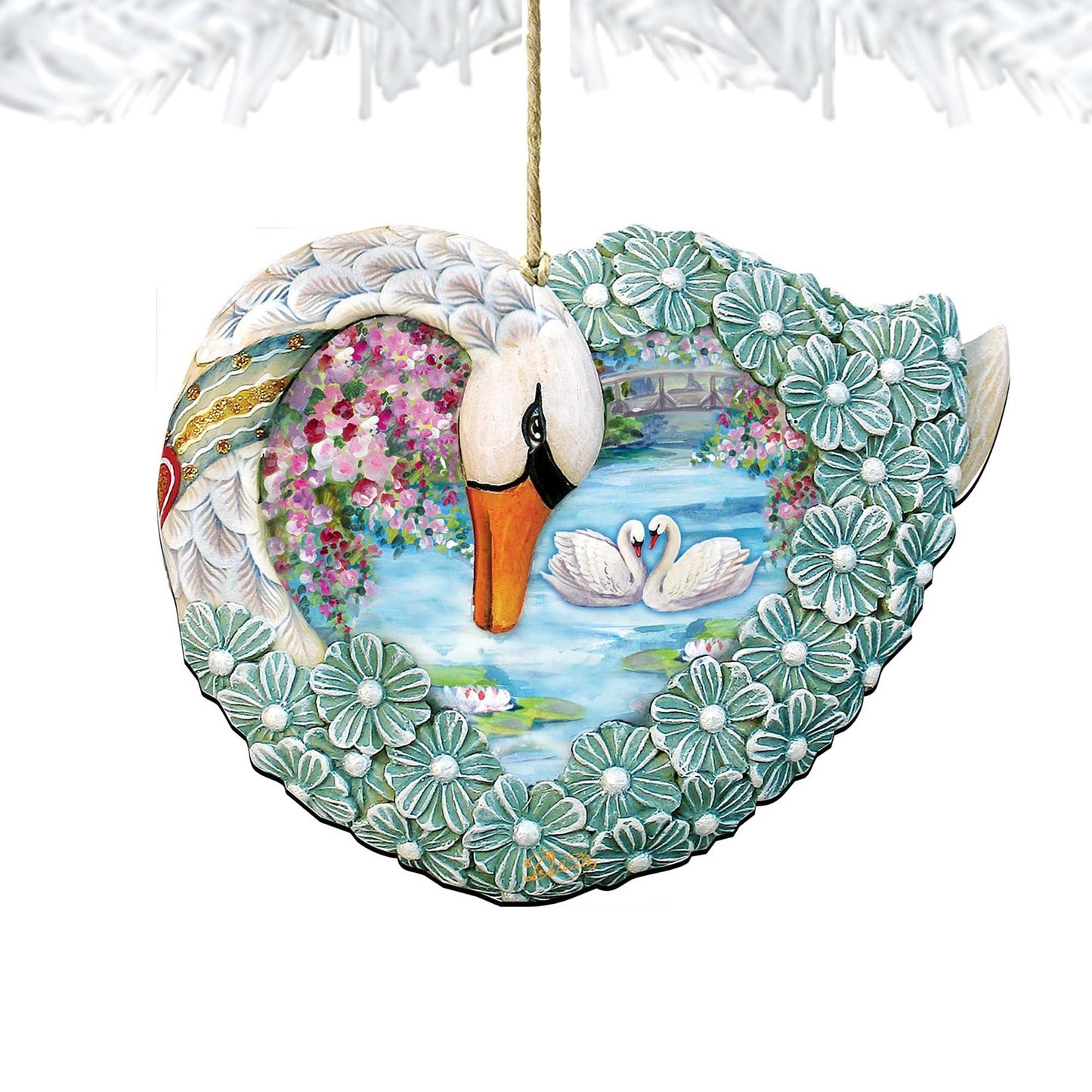 Swan Love Wooden Ornaments by G. DeBrekht - Love Family Kids Decor - 8185261