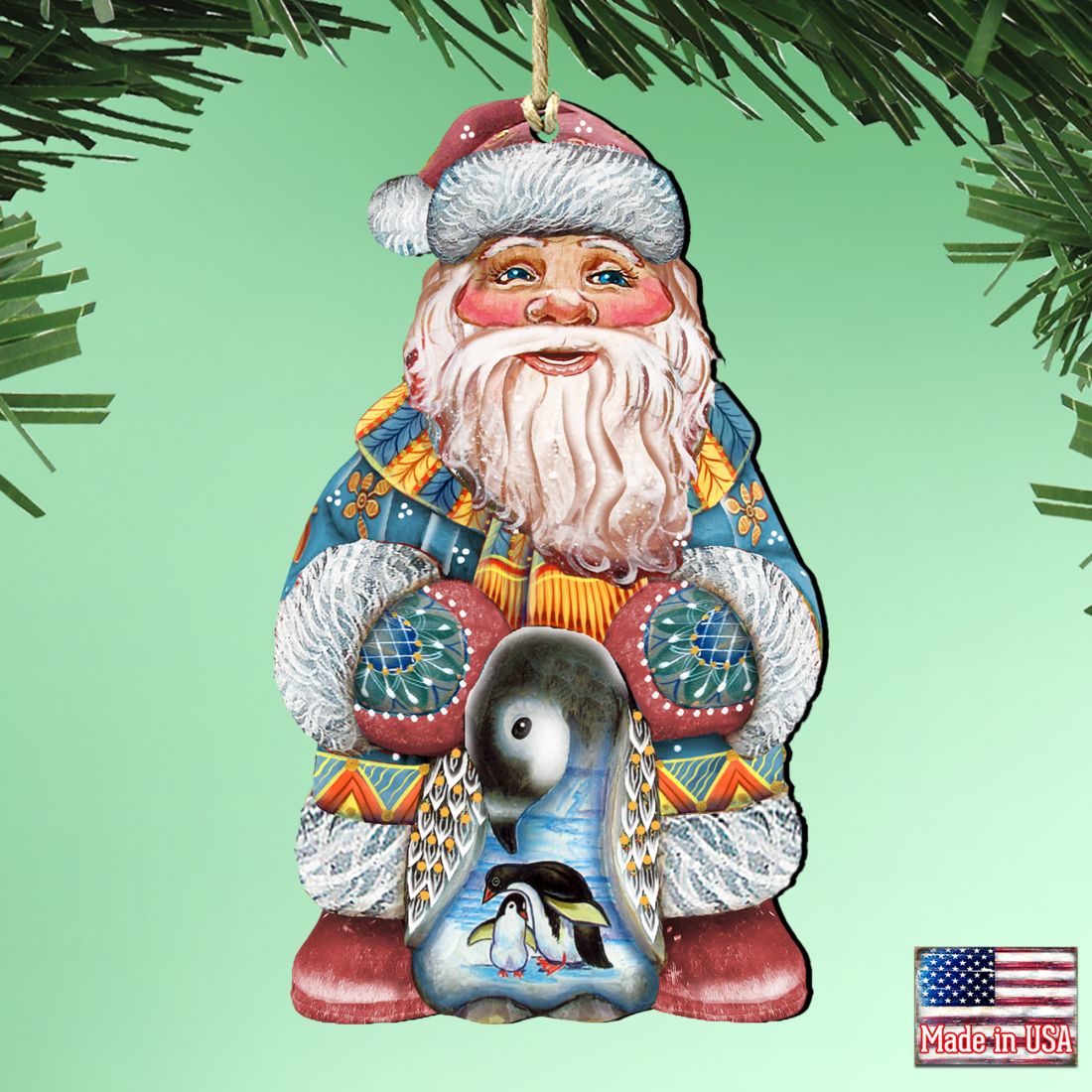 Penguin Santa Christmas Wooden Ornaments by G. DeBrekht - Christmas Santa Snowman Decor - 8118051