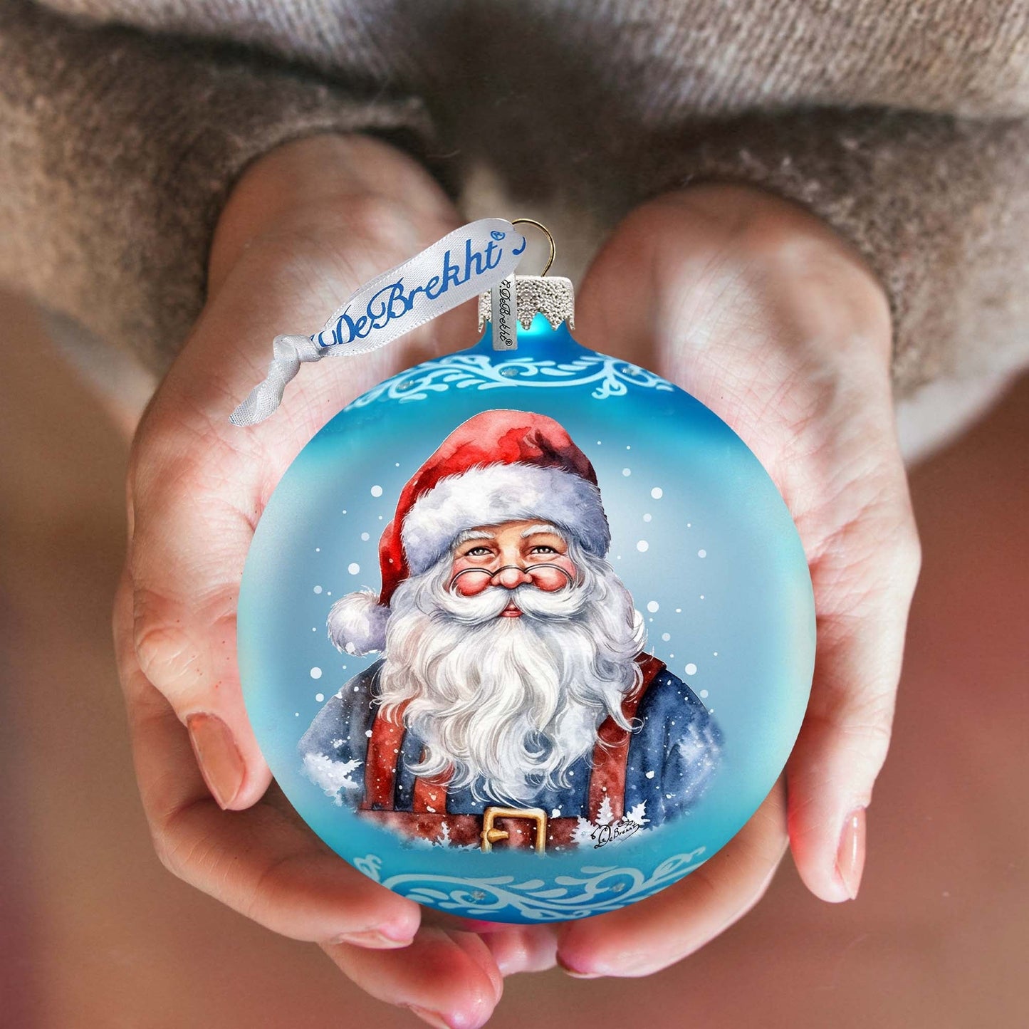 Santa's Magical Presence Ball Glass Ornament by G. Debrekht - Christmas Santa Snowman Decor - 73375